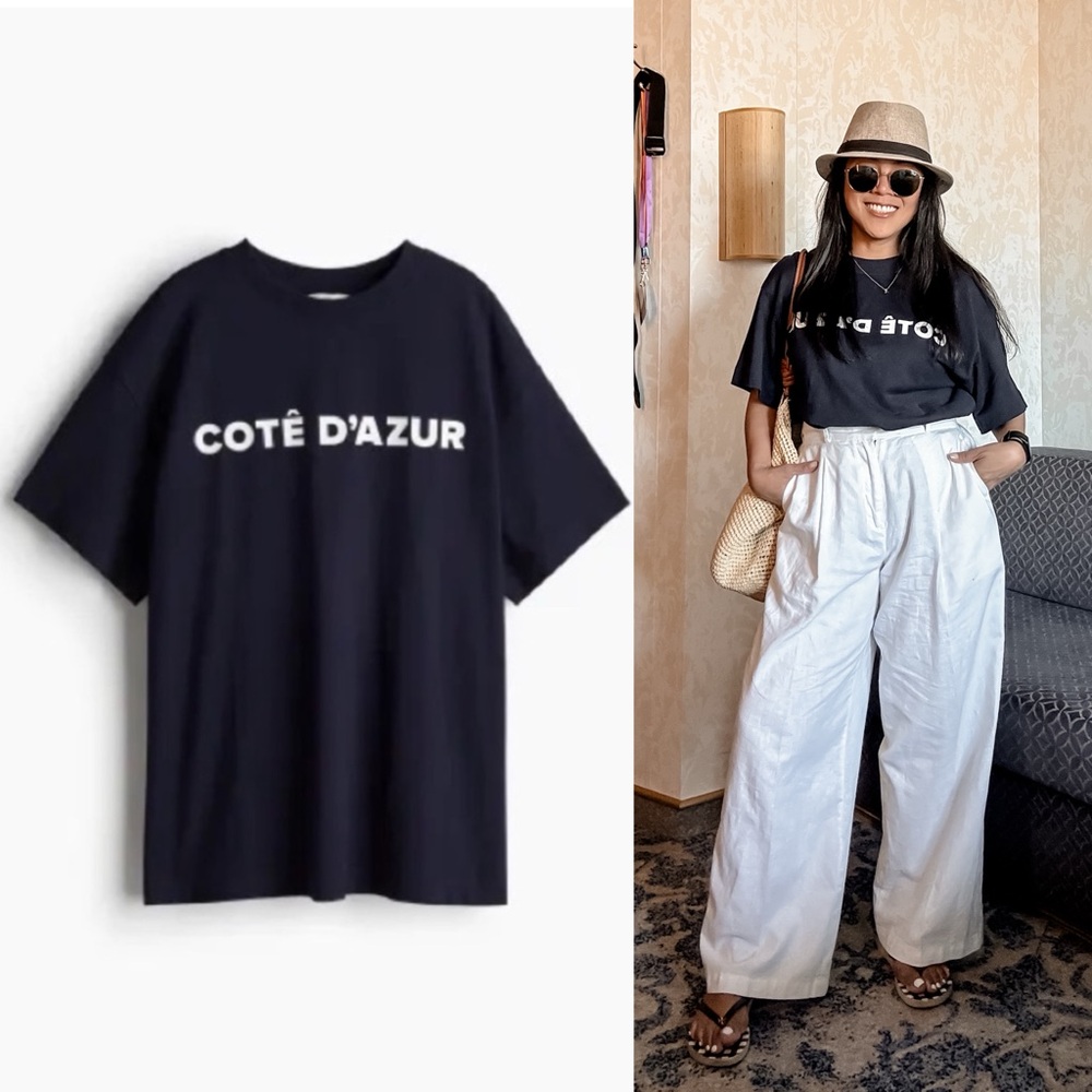 Navy Côte d’Azur Oversized T-Shirt (S, M, L)